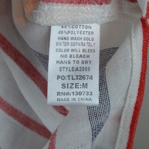 UMGEE Lace-Up Lightweight Gauzey Cotton Striped Tunic/Cover-Up, Medium NEW - Picture 8 of 8